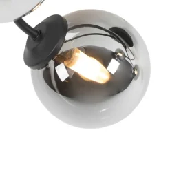 Moderne plafondlamp zwart 4-lichts met smoke glas - Athens