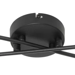 Moderne plafondlamp zwart 4-lichts met smoke glas - Athens