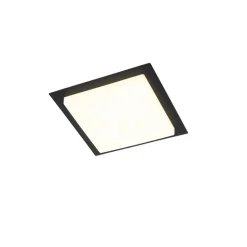 Moderne plafondlamp zwart vierkant incl. LED IP44 - Lys