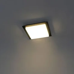 Moderne plafondlamp zwart vierkant incl. LED IP44 - Lys