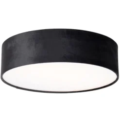 Moderne plafondlamp zwart 40 cm met gouden binnenkant - Drum