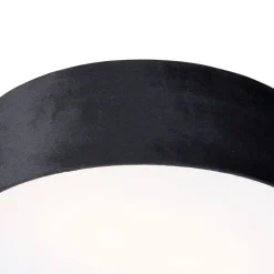 Moderne plafondlamp zwart 40 cm met gouden binnenkant - Drum