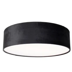 Moderne plafondlamp zwart 40 cm met gouden binnenkant - Drum