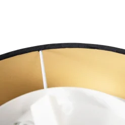 Moderne plafondlamp zwart 40 cm met gouden binnenkant - Drum