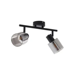 Moderne plafondlamp zwart met smoke glas rond 2-lichts - Cilin