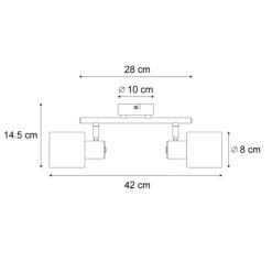 Moderne plafondlamp zwart met smoke glas rond 2-lichts - Cilin