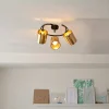 Moderne plafondlamp zwart en goud 3-lichts - Lofty
