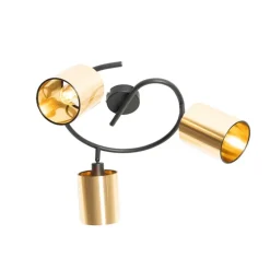 Moderne plafondlamp zwart en goud 3-lichts - Lofty