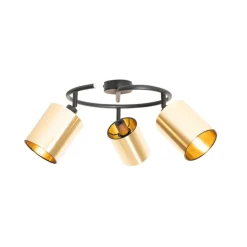 Moderne plafondlamp zwart en goud 3-lichts - Lofty