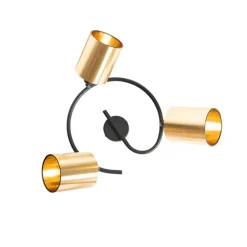 Moderne plafondlamp zwart en goud 3-lichts - Lofty