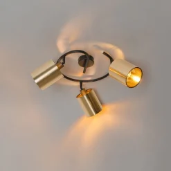 Moderne plafondlamp zwart en goud 3-lichts - Lofty