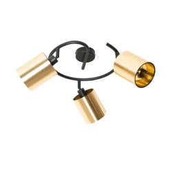 Moderne plafondlamp zwart en goud 3-lichts - Lofty