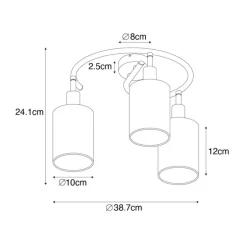Moderne plafondlamp zwart en goud 3-lichts - Lofty