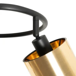 Moderne plafondlamp zwart en goud 3-lichts - Lofty