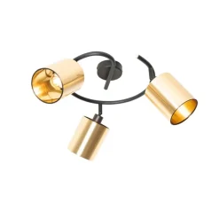 Moderne plafondlamp zwart en goud 3-lichts - Lofty