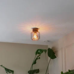 Moderne plafondlamp zwart met smoke glas - Stiklo