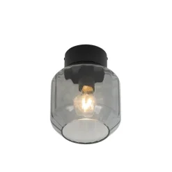Moderne plafondlamp zwart met smoke glas - Stiklo
