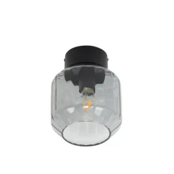 Moderne plafondlamp zwart met smoke glas - Stiklo