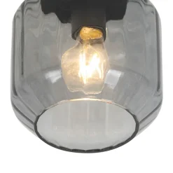 Moderne plafondlamp zwart met smoke glas - Stiklo