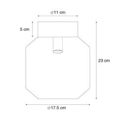 Moderne plafondlamp zwart met smoke glas - Stiklo
