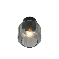 Moderne plafondlamp zwart met smoke glas - Stiklo