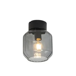 Moderne plafondlamp zwart met smoke glas - Stiklo