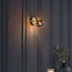 Moderne plafondspot goud met amber glas rond - Teddy