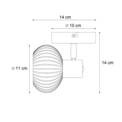 Moderne plafondspot goud met amber glas rond - Teddy