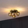 Moderne plafondspot goud met amber glas rond 3-lichts - Teddy
