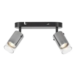 Moderne plafondspot gunmetal 2-lichts draai- en verstelbaar - Drain