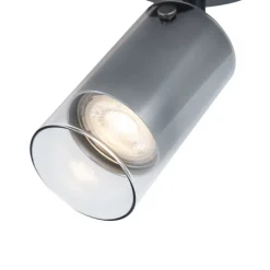 Moderne plafondspot gunmetal met glas draai- en verstelbaar - Drain