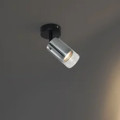 Moderne plafondspot gunmetal met glas draai- en verstelbaar - Drain