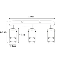 Moderne plafondspot gunmetal 3-lichts draai- en verstelbaar - Drain