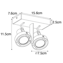 Moderne plafondspot wit 2-lichts GU10 50mm - Master