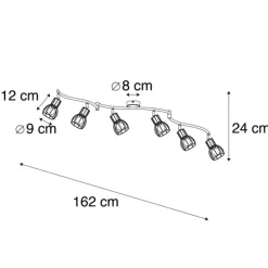 Moderne plafondspot zwart 145 cm 6-lichts - Botu