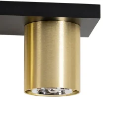Moderne plafondspot zwart met goud 2-lichts - Tubo