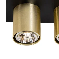 Moderne plafondspot zwart met goud 2-lichts - Tubo