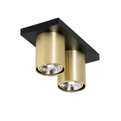 Moderne plafondspot zwart met goud 2-lichts - Tubo