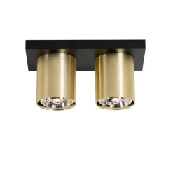 Moderne plafondspot zwart met goud 2-lichts - Tubo