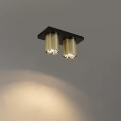 Moderne plafondspot zwart met goud 2-lichts - Tubo