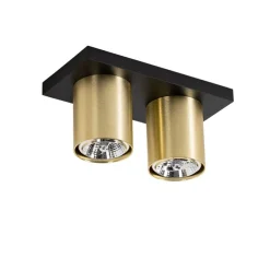 Moderne plafondspot zwart met goud 2-lichts - Tubo