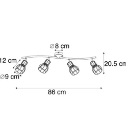 Moderne plafondspot zwart 86 cm 4-lichts - Botu