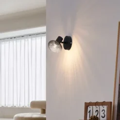 Moderne plafondspot zwart met smoke glas rond - Teddy