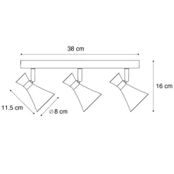 Moderne plafondspot zwart 3-lichts draai- en kantelbaar - Triangle