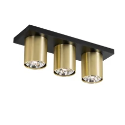 Moderne plafondspot zwart met goud 3-lichts - Tubo