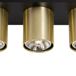 Moderne plafondspot zwart met goud 3-lichts - Tubo