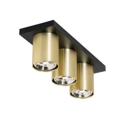 Moderne plafondspot zwart met goud 3-lichts - Tubo