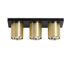 Moderne plafondspot zwart met goud 3-lichts - Tubo