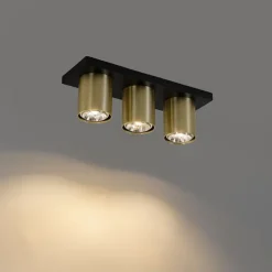 Moderne plafondspot zwart met goud 3-lichts - Tubo