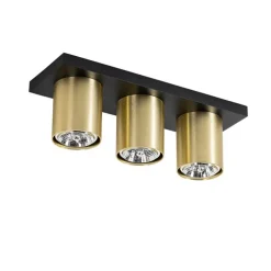 Moderne plafondspot zwart met goud 3-lichts - Tubo